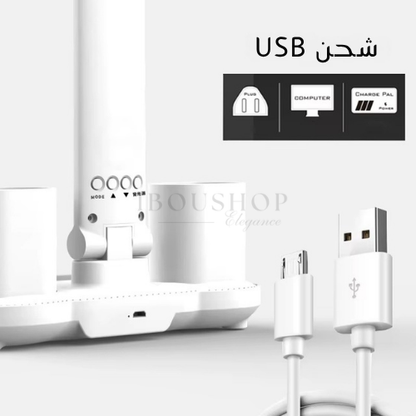 Lampe Bureau Intelligente 3 en 1 – Lumière LED, Ventilateur & Horloge